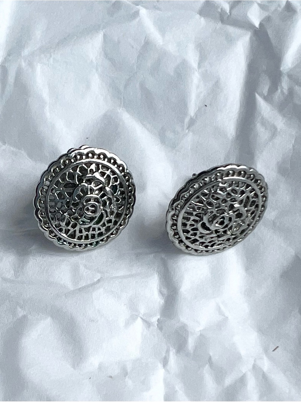 Lia Sophia Silver Filigree Round Stud Earrings